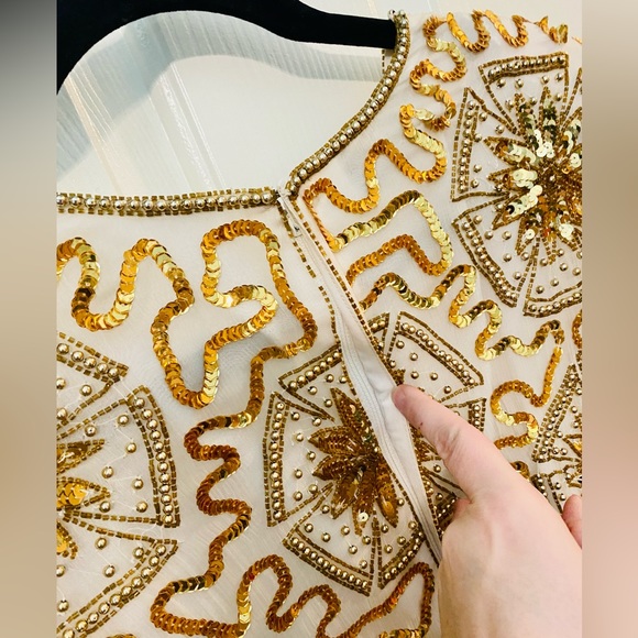 EUC Vintage Mark & John by Sam Pure Silk Cocktail Dress w/ Beaded Fringe - Picture 11 of 14